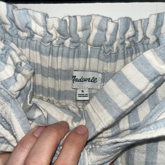 Madewell Pants Small Blue Cream Stripe Wide Leg Linen High Waisted - Picture 5 of 6